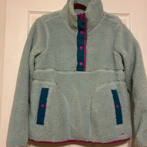 L.L. Bean Light Blue Fleece Jacket with Pink Accents